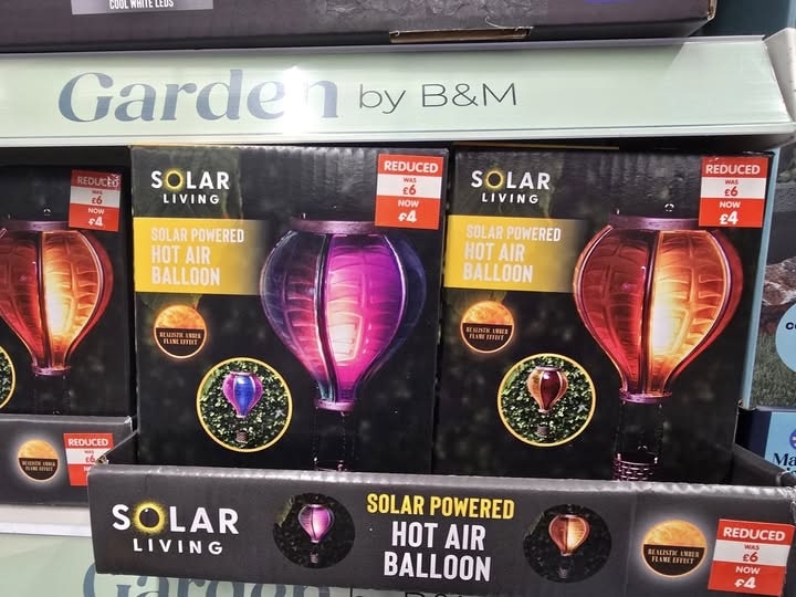 B&M garden solar-powered hot air balloon lights.