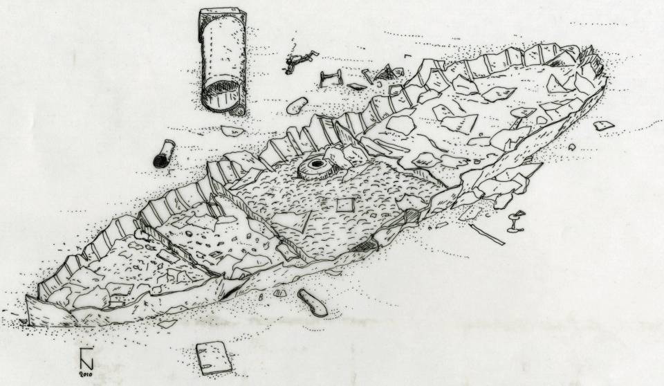 Illustration of the Heimara shipwreck site.