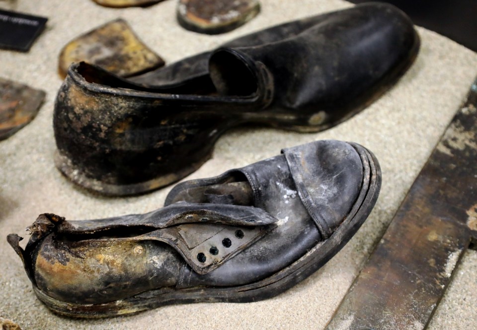 Waterlogged shoes from the Heimara shipwreck.