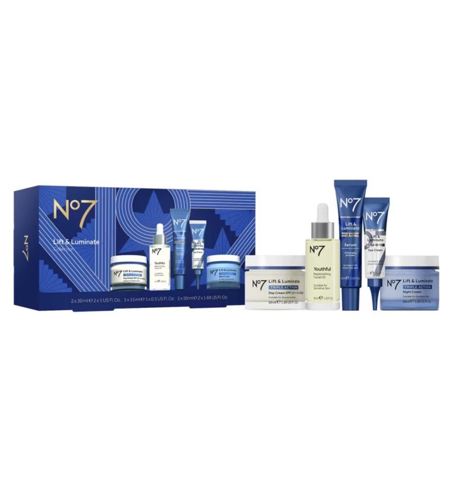 No7 Lift & Luminate skincare gift set.