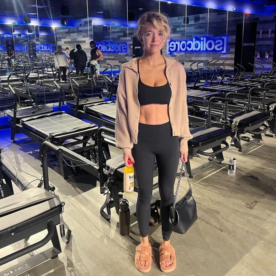 Sydney Sweeney at a Pilates studio.