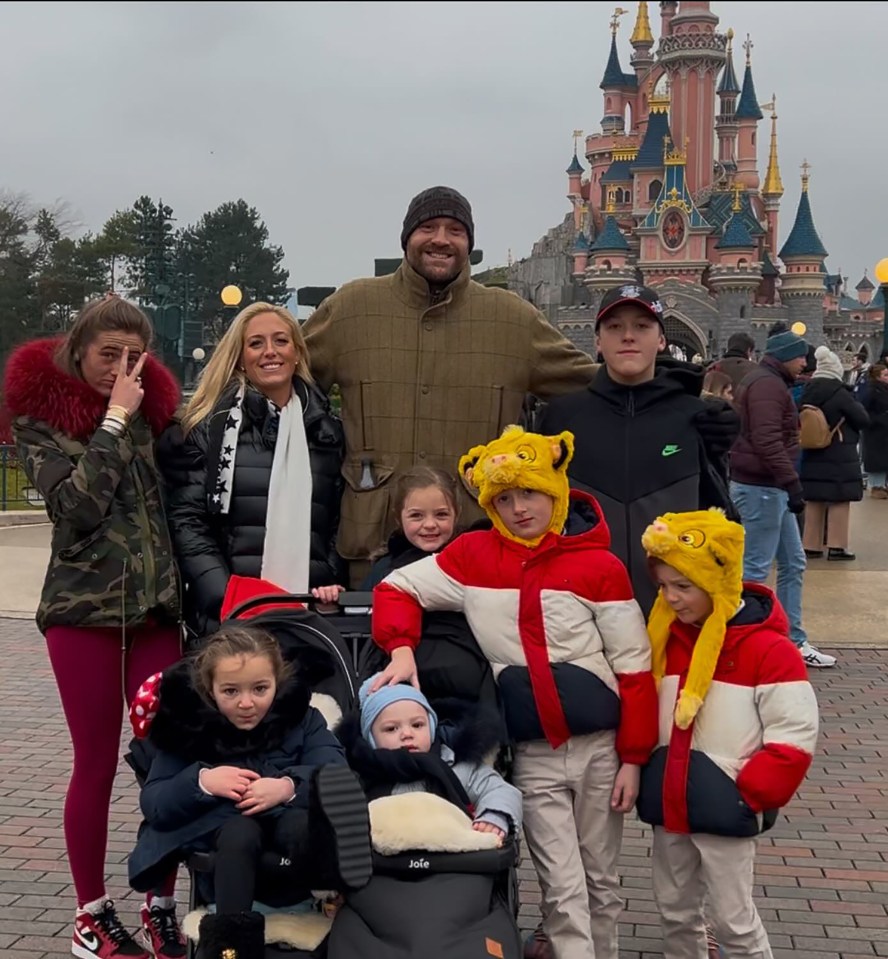 Tyson and Paris Fury with their children at Disneyland Paris.