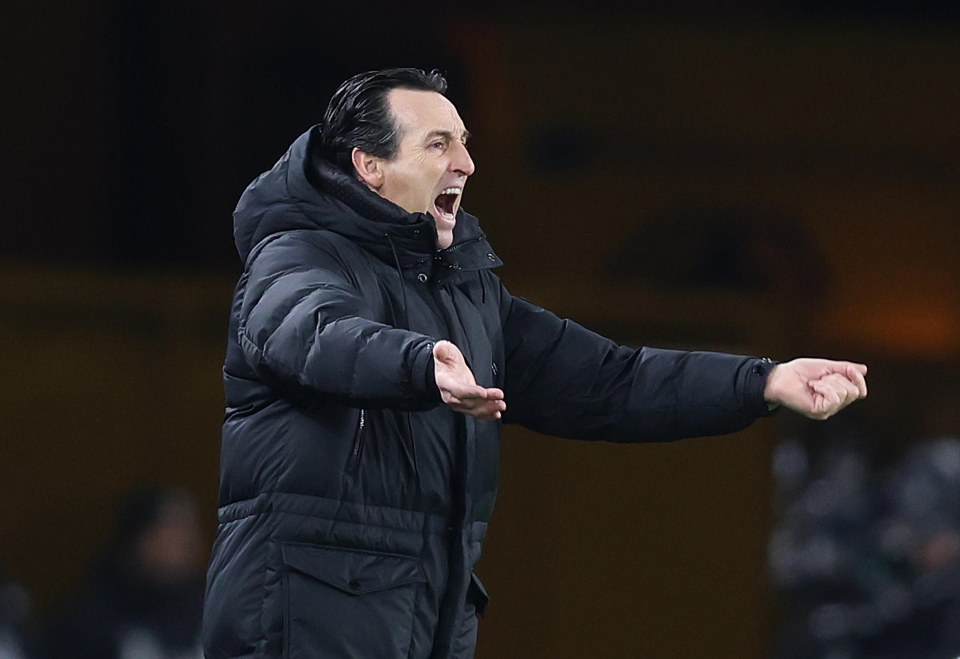 Unai Emery, Aston Villa manager, reacting during a match.