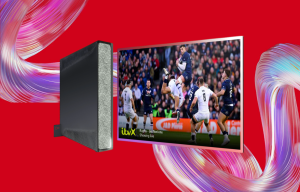 Virgin Media TV and broadband showing live rugby.