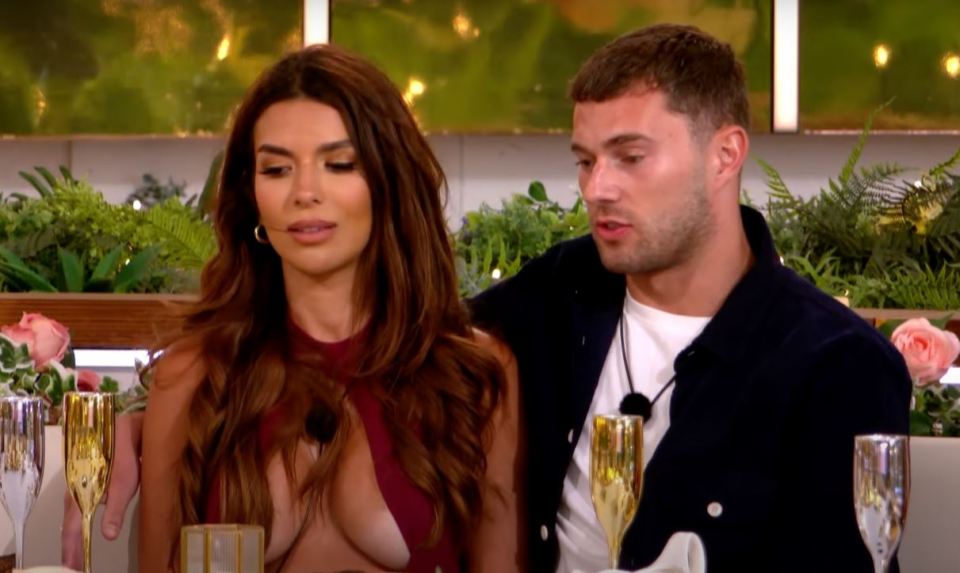 Love Island couple having a serious conversation.