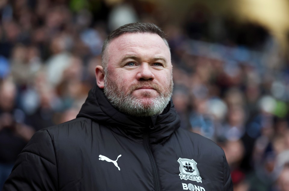 Wayne Rooney, manager of Plymouth Argyle, at a soccer match.