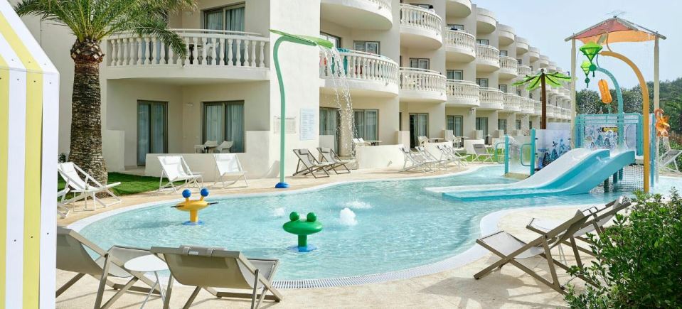 Children's pool and water play area at a resort.