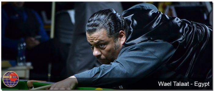 Wael Talaat, a billiards player from Egypt, playing pool.