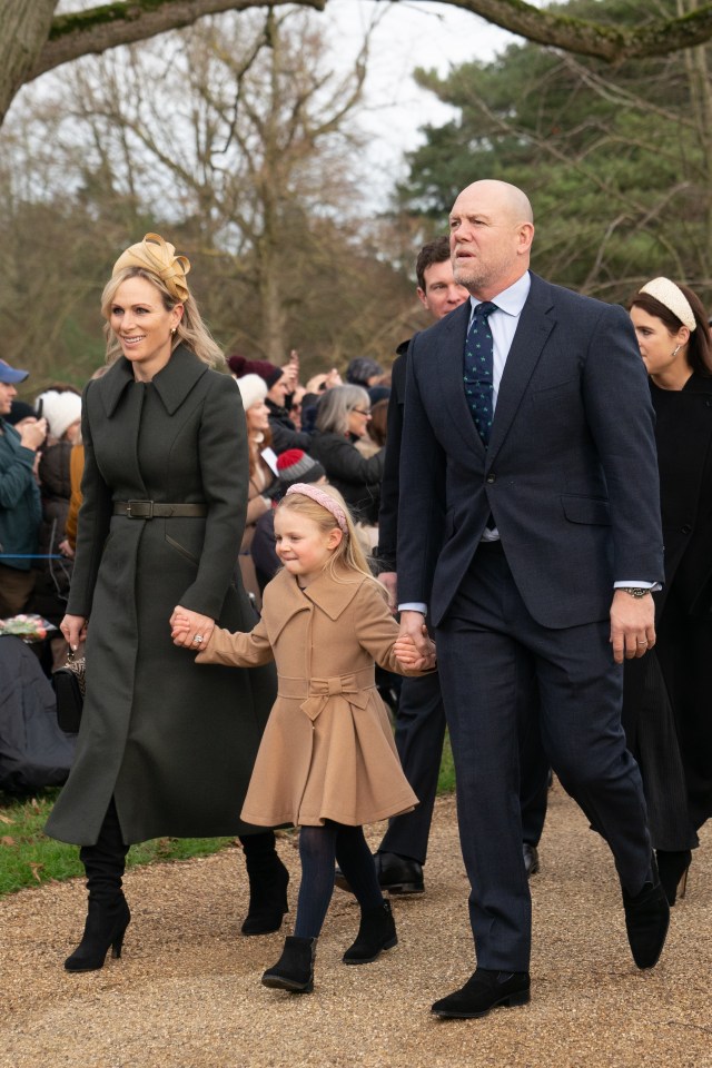 Zara, Lena, and Mike Tindall at a Christmas Day church service.