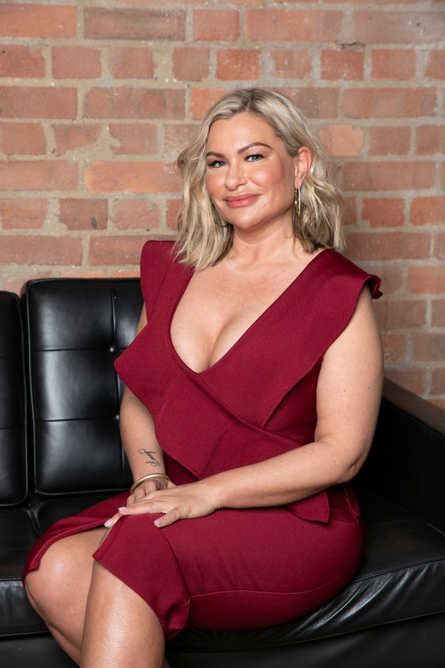 Portrait of Jenna Howe in a maroon dress.