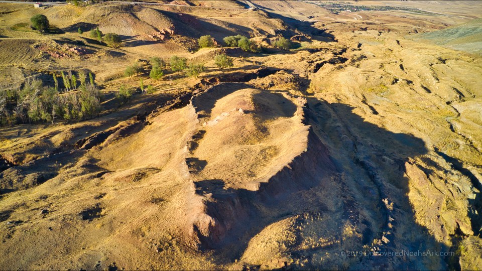 Aerial view of the Durupinar site, a geological formation in Turkey, believed by some to be Noah's Ark.