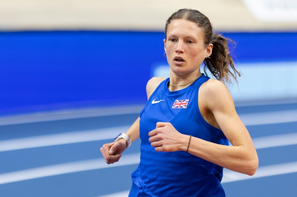 Innes FitzGerald of Great Britain training at the European Athletics Indoor Championships.