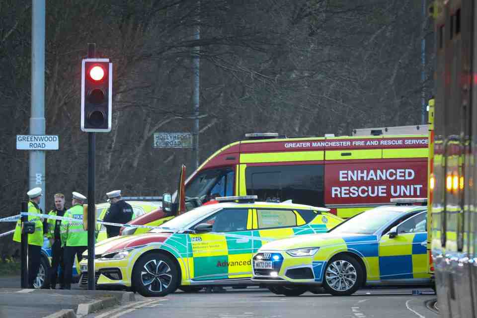 Emergency vehicles at a fatal accident scene.