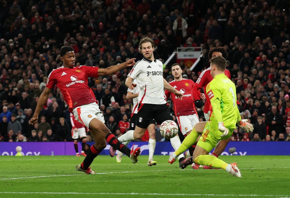 Manchester United's Chido Obi-Martin missing a scoring opportunity.