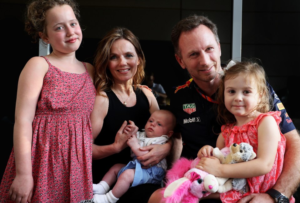 Christian Horner with his wife and children.