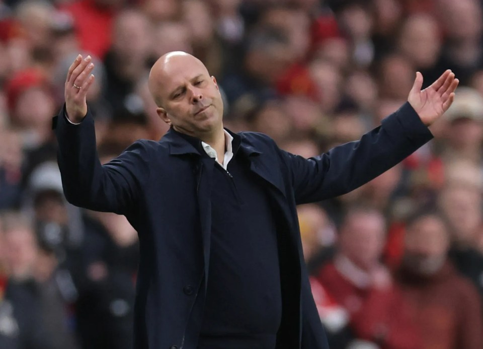 Arne Slot, Liverpool's manager, reacting during a match.