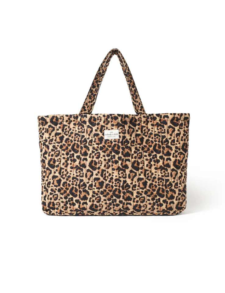 Leopard Print Quilted Tote Bag