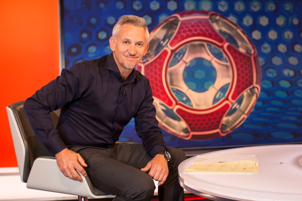 Gary Lineker sitting in a chair on a television set.