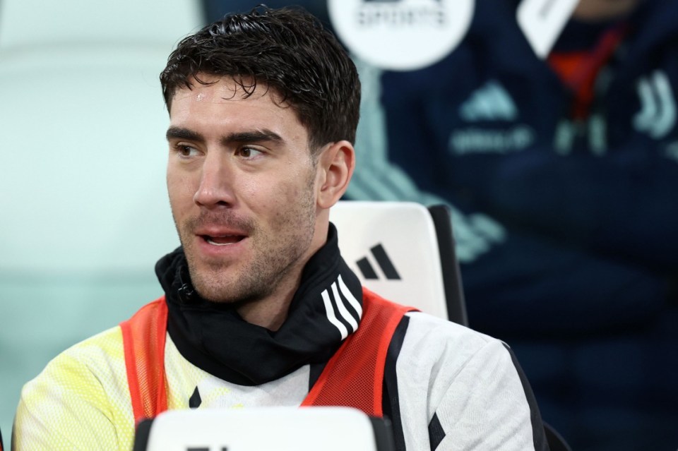 Mandatory Credit: Photo by Marco Canoniero/REX/Shutterstock (15177335ai) Dusan Vlahovic of Juventus Fc looks on during the Serie A match beetween Juventus Fc and Hellas Verona at Allianz Stadium on March 3, 2025 in Turin, Italy . Juventus Fc - Hellas Verona, Allianz Stadium, Torino, Italy - 03 Mar 2025