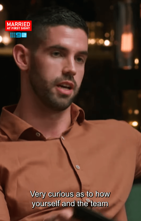 Screenshot of a man from "Married at First Sight" speaking.