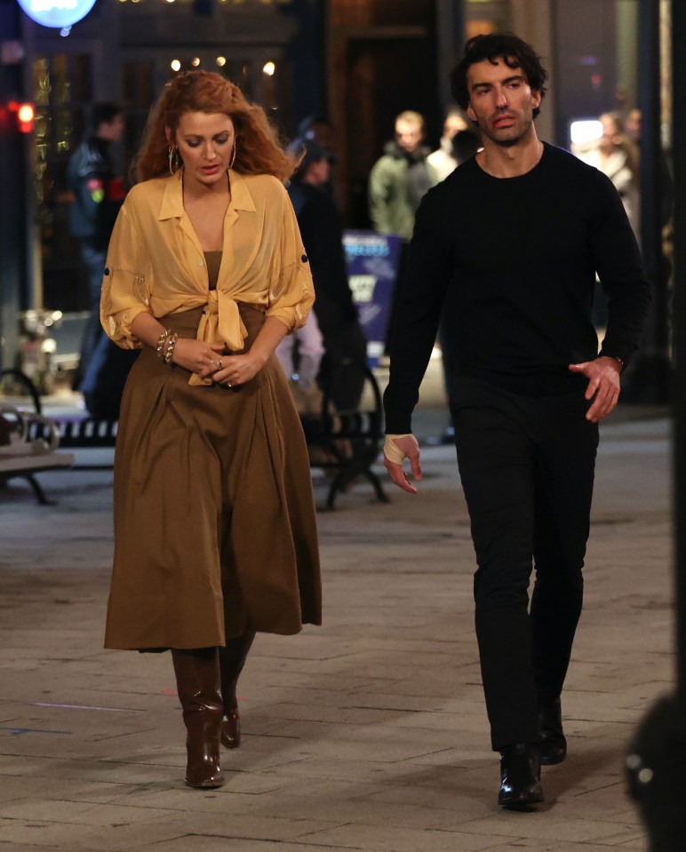 Blake Lively and Justin Baldoni on the set of "It Ends with Us."