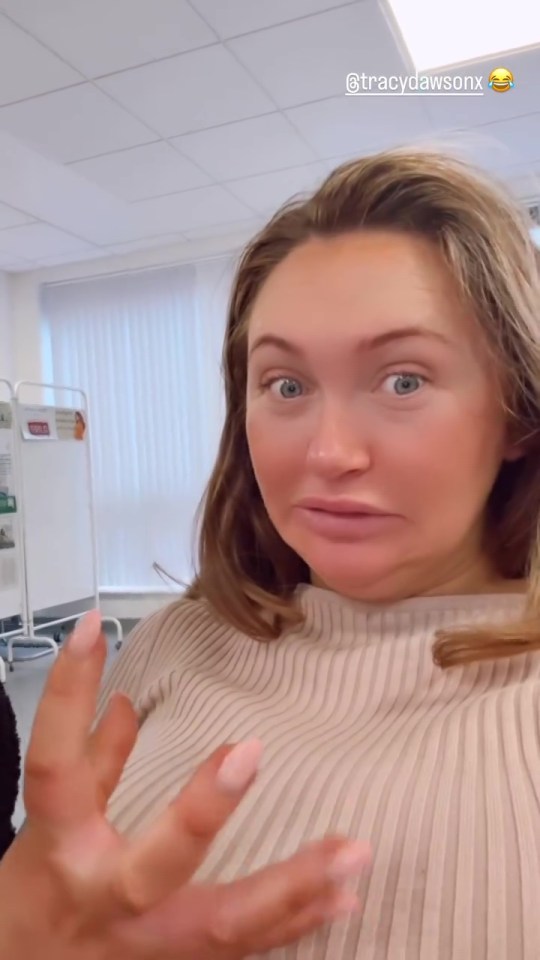 Close-up of Charlotte Dawson in a hospital room.