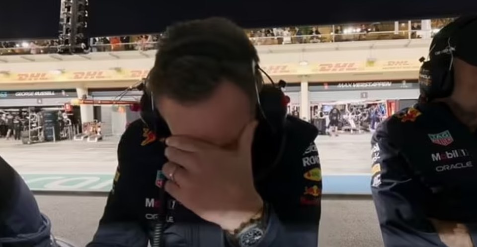 Christian Horner looking upset.