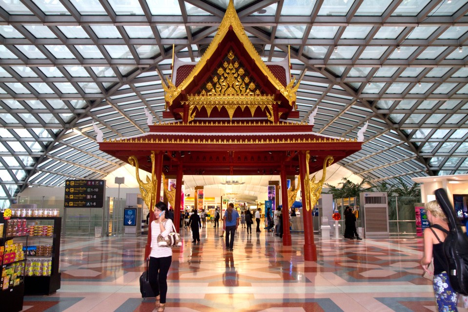 Thai architecture in Suvarnabhumi Airport terminal.