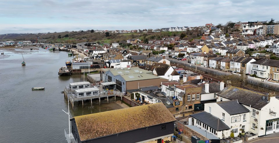 Aerial view of Leigh-on-Sea old town, Essex, UK.