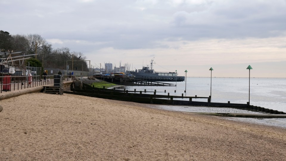 General view of Leigh-on-Sea old town seafront.