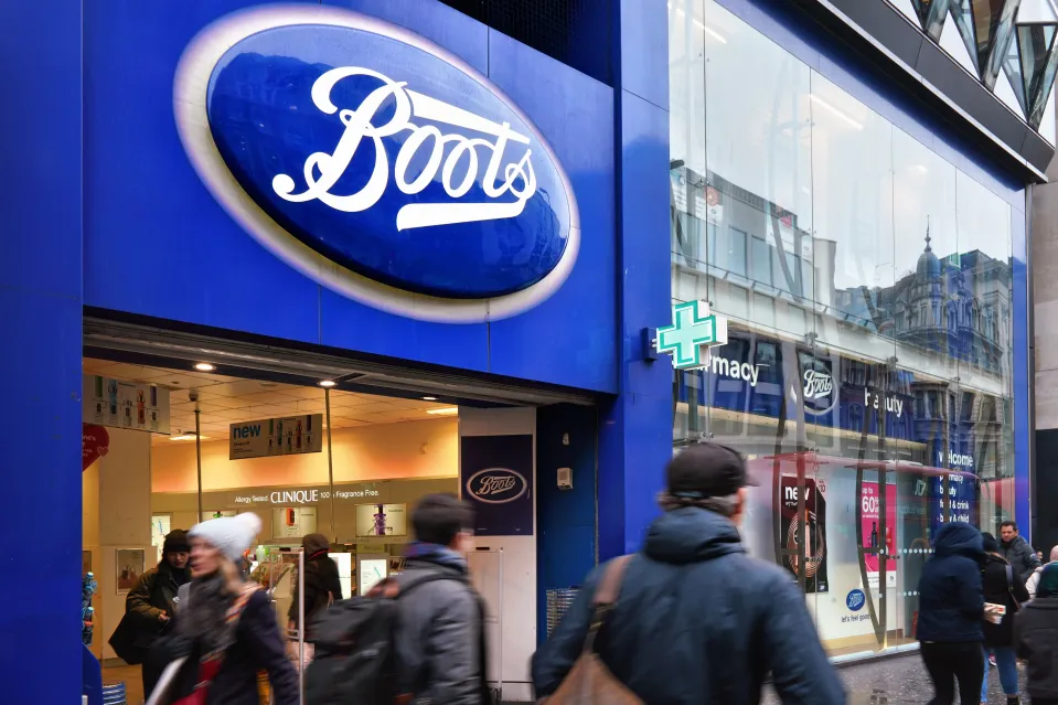 Boots store exterior with pharmacy sign.