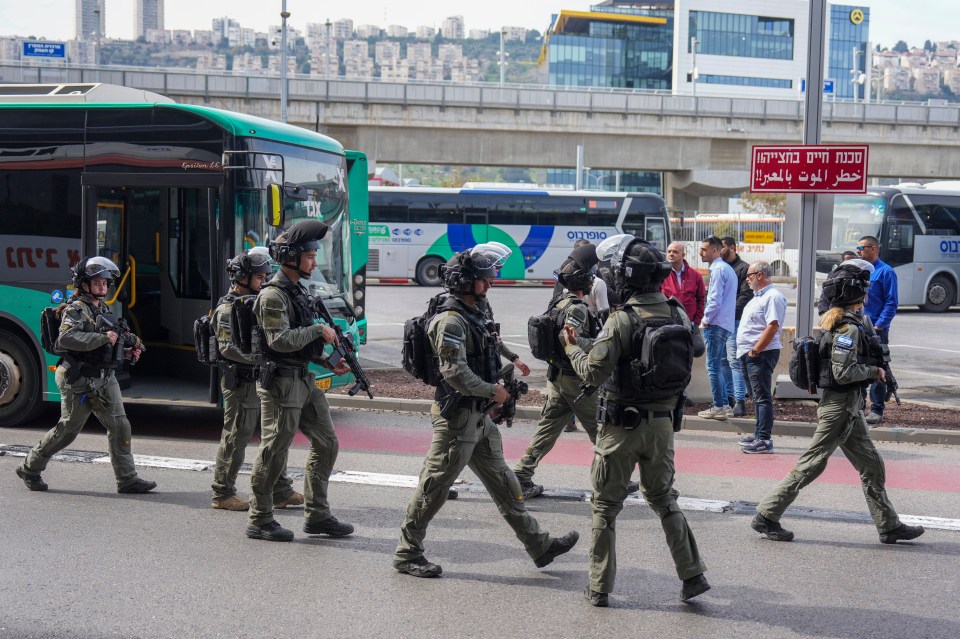 Israeli security forces securing a scene.