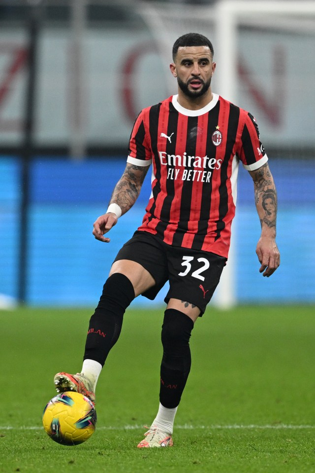 Kyle Walker of Milan in action during an Italy Cup match.