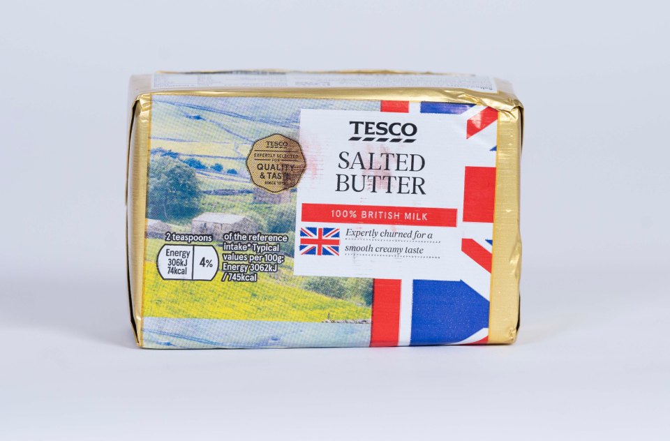 Tesco salted butter package.