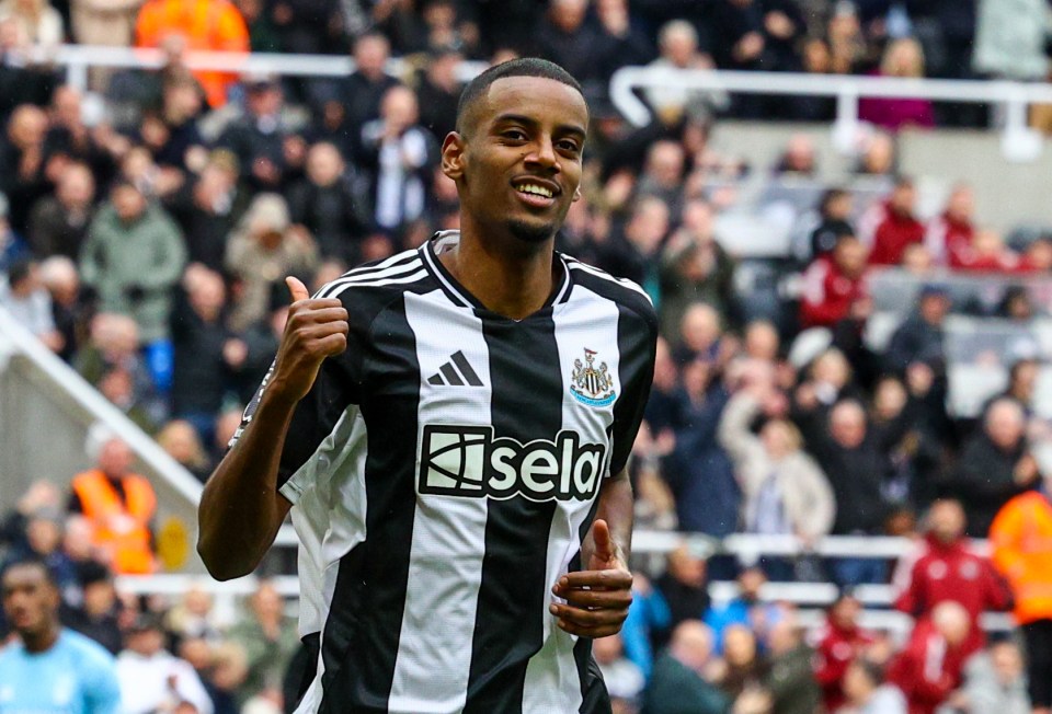 Alexander Isak of Newcastle United celebrating a goal.