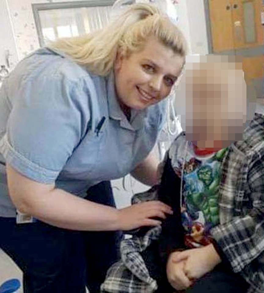 Photo of Rebecca Mack, a nurse, with a patient.