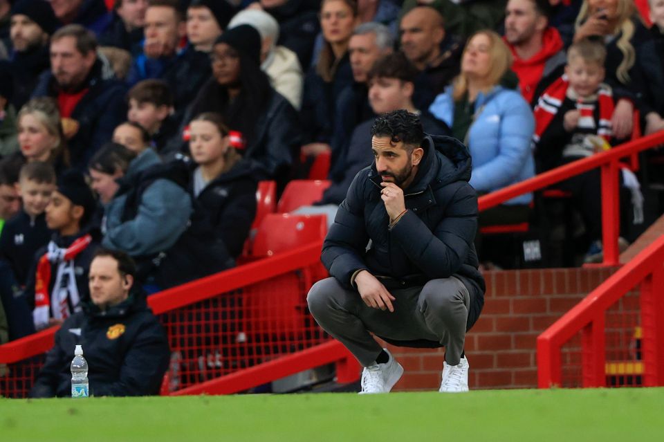 Ruben Amorim, Manchester United manager, on the sidelines.