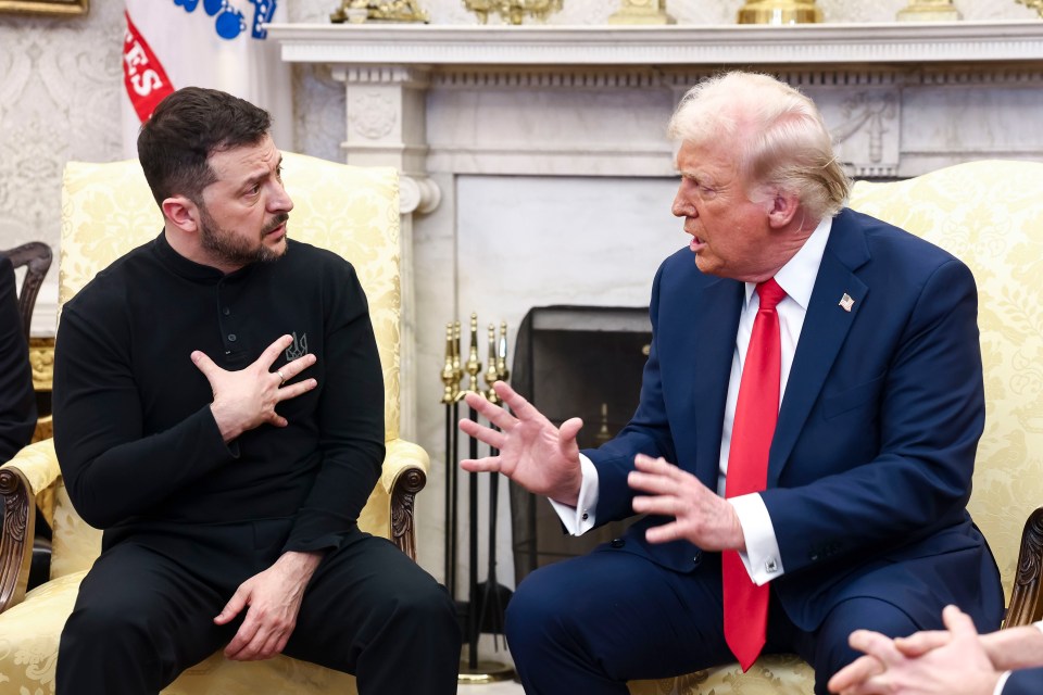 Presidents Trump and Zelenskyy meeting in the Oval Office.