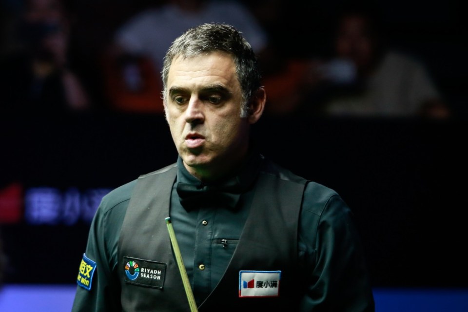 XI'AN, CHINA - AUGUST 24: Ronnie O'Sullivan of England reacts in the Semifinal match against Kyren Wilson of England on day 6 of 2024 Xi'an Grand Prix at Qujiang E-sports Centre on August 24, 2024 in Xi'an, Shaanxi Province of China. (Photo by Tai Chengzhe/VCG via Getty Images)