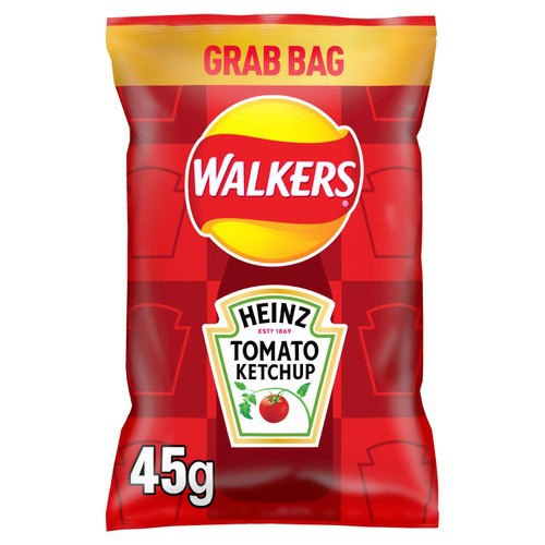 Walkers Heinz Tomato Ketchup crisps grab bag.